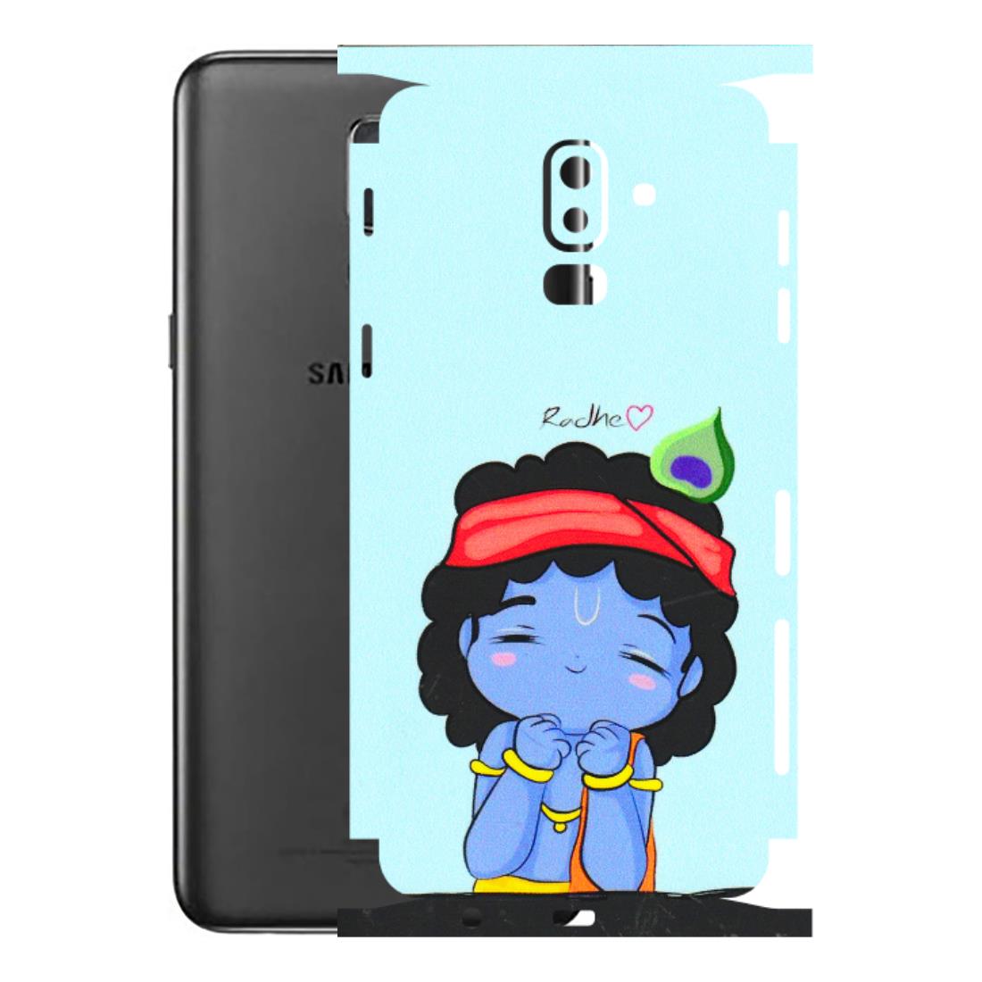 Samsung M/F/Note/Flip and C Phone Skins (All Models) - Radhe Radhe Cute Toon - 3D Embossed Finish (L-05) Samsung Galaxy J8 2018