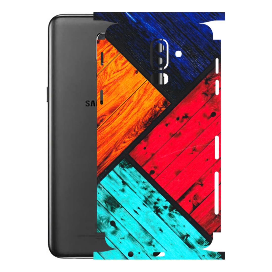 Samsung M/F/Note/Flip and C Phone Skins (All Models) - Colourful Wood Panels Abstract - 3D Embossed Finish (L-09) Samsung Galaxy J8 2018