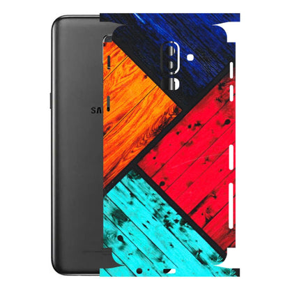 Samsung M/F/Note/Flip and C Phone Skins (All Models) - Colourful Wood Panels Abstract - 3D Embossed Finish (L-09) Samsung Galaxy J8 2018