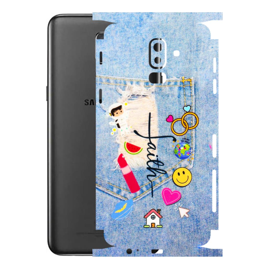 Samsung M/F/Note/Flip and C Phone Skins (All Models) - Denim Jeans Pocket - 3D Embossed Finish (L-134) Samsung Galaxy J8 2018