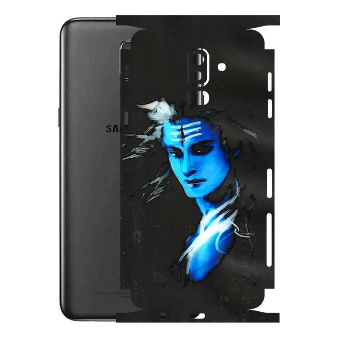 Samsung M/F/Note/Flip and C Phone Skins (All Models) - Har Har Mahadev Blue/Black - 3D Embossed Finish (L-185) Samsung Galaxy J8 2018
