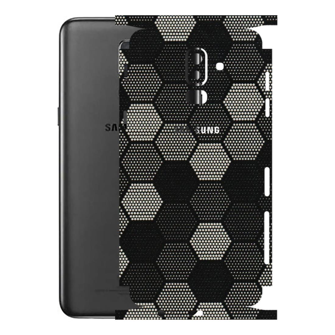 Samsung M/F/Note/Flip and C Phone Skins (All Models) - Black & White Dotted Honeycomb Texture - 3D Embossed Finish (L-202) Samsung Galaxy J8 2018