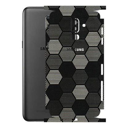 Samsung M/F/Note/Flip and C Phone Skins (All Models) - Black & White Dotted Honeycomb Texture - 3D Embossed Finish (L-202) Samsung Galaxy J8 2018