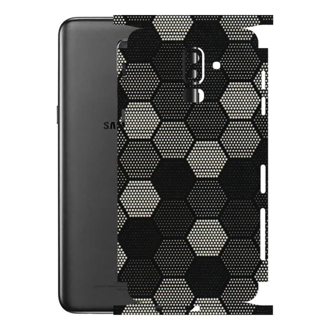 Samsung M/F/Note/Flip and C Phone Skins (All Models) - Black & White Dotted Honeycomb Texture - 3D Embossed Finish (L-202) Samsung Galaxy J8 2018