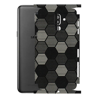 Samsung M/F/Note/Flip and C Phone Skins (All Models) - Black & White Dotted Honeycomb Texture - 3D Embossed Finish (L-202) Samsung Galaxy J8 2018