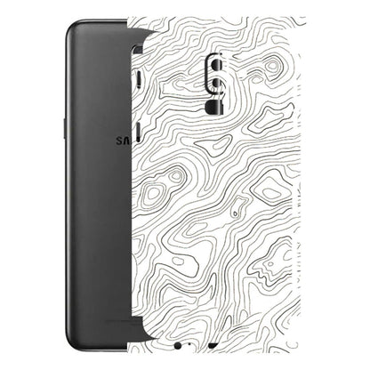 Samsung M/F/Note/Flip and C Phone Skins (All Models) - White Black Swirls - 3D Embossed Finish (L-219) Samsung Galaxy J8 2018
