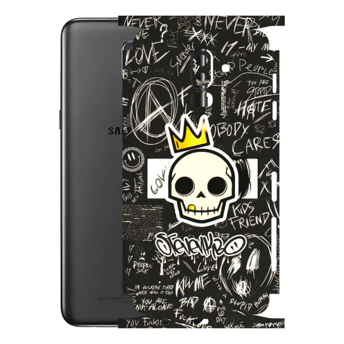 Samsung M/F/Note/Flip and C Phone Skins (All Models) - Funny Skull Black Chalk Grafitti - 3D Embossed Finish (L-22) Samsung Galaxy J8 2018