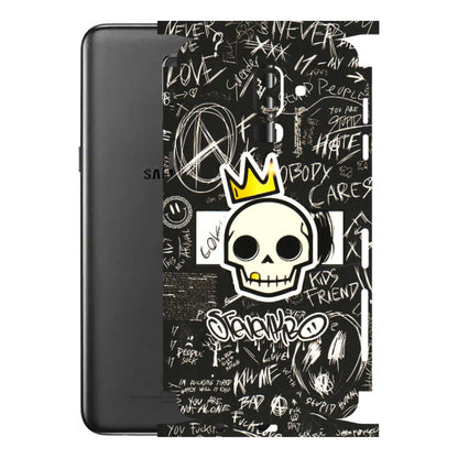 Samsung M/F/Note/Flip and C Phone Skins (All Models) - Funny Skull Black Chalk Grafitti - 3D Embossed Finish (L-22) Samsung Galaxy J8 2018