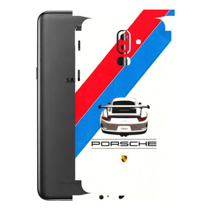 Samsung M/F/Note/Flip and C Phone Skins (All Models) - Porche Car Sober Logo - 3D Embossed Finish (L-248) Samsung Galaxy J8 2018