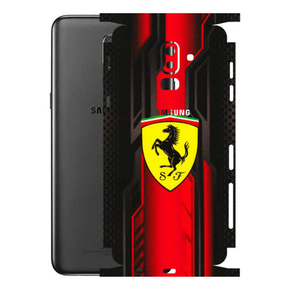 Samsung M/F/Note/Flip and C Phone Skins (All Models) - Black Ferrari Logo - 3D Embossed Finish (L-253) Samsung Galaxy J8 2018