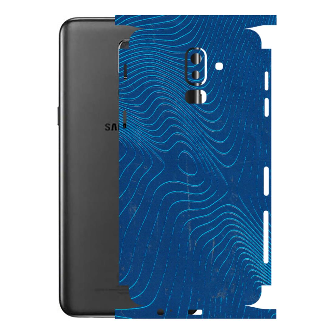 Samsung M/F/Note/Flip and C Phone Skins (All Models) - Abstract Blue Line Map - 3D Embossed Finish (L-272) Samsung Galaxy J8 2018