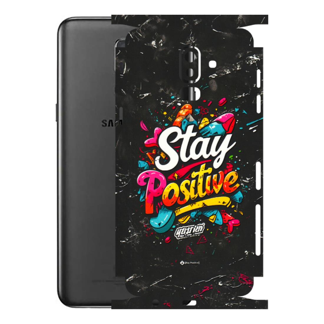 Samsung M/F/Note/Flip and C Phone Skins (All Models) - Stay Positive Black - 3D Embossed Finish (L-31) Samsung Galaxy J8 2018