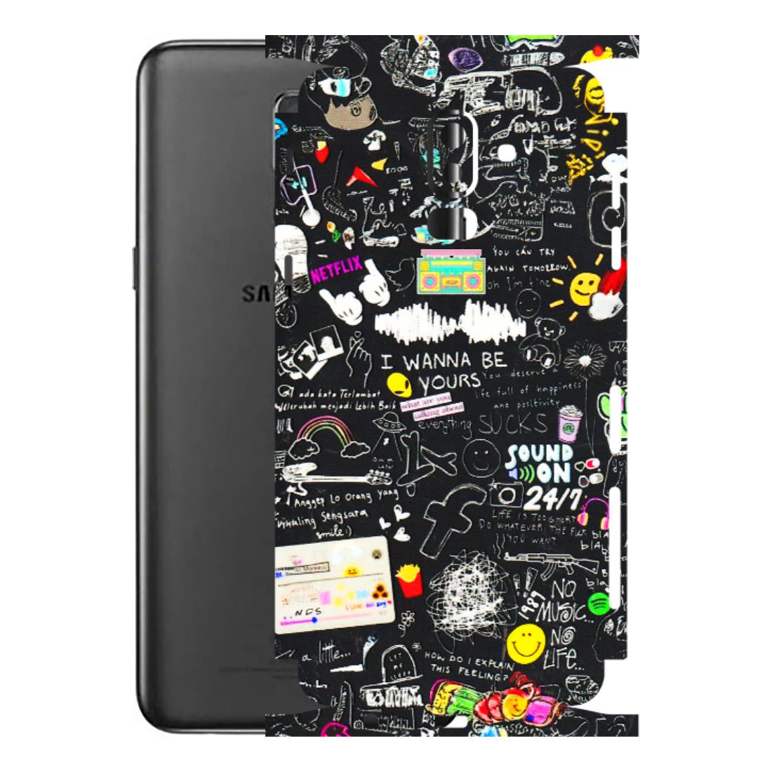 Samsung M/F/Note/Flip and C Phone Skins (All Models) - Black Creatives Doodles - 3D Embossed Finish (L-311) Samsung Galaxy J8 2018