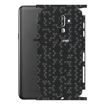 Samsung M/F/Note/Flip and C Phone Skins (All Models) - Black Grey Honeycomb Sober - 3D Embossed Finish (L-85) Samsung Galaxy J8 2018