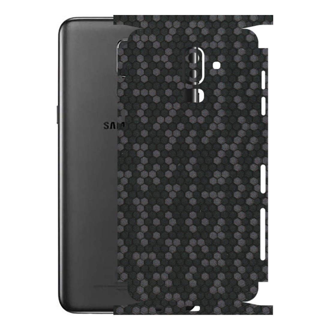 Samsung M/F/Note/Flip and C Phone Skins (All Models) - Black Grey Honeycomb Sober - 3D Embossed Finish (L-85) Samsung Galaxy J8 2018