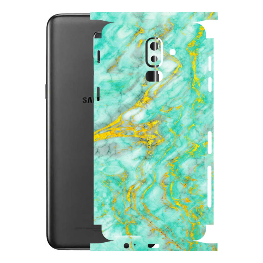 Samsung M/F/Note/Flip and C Phone Skins (All Models) - Green And Gold Marble Feel - Matte Finish (M-16) Samsung Galaxy J8 2018
