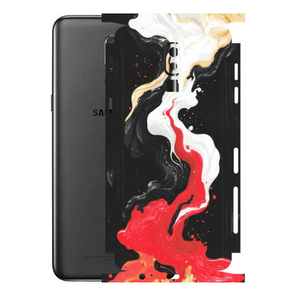 Samsung M/F/Note/Flip and C Phone Skins (All Models) - Black Red White Paint Splash Fusion - Matte Finish (M-56) Samsung Galaxy J8 2018