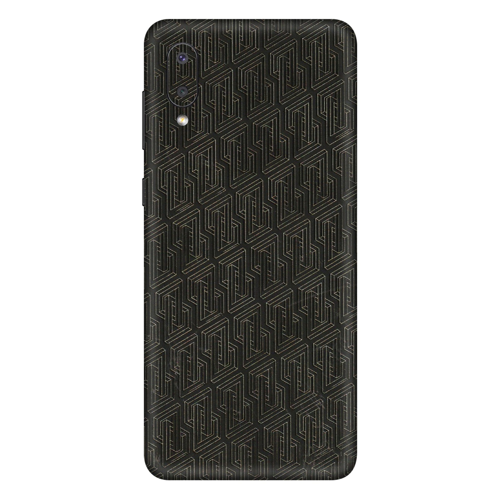 Samsung M/F/Note/Flip and C Phone Skins (All Models) - Black Abstract Pattern - 3D Embossed Finish (L-117) Samsung Galaxy M02