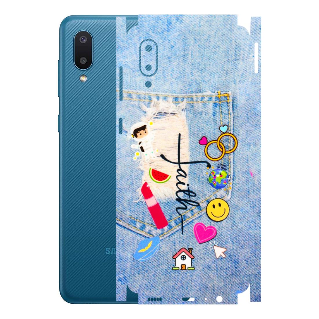 Samsung M/F/Note/Flip and C Phone Skins (All Models) - Denim Jeans Pocket - 3D Embossed Finish (L-134) Samsung Galaxy M02
