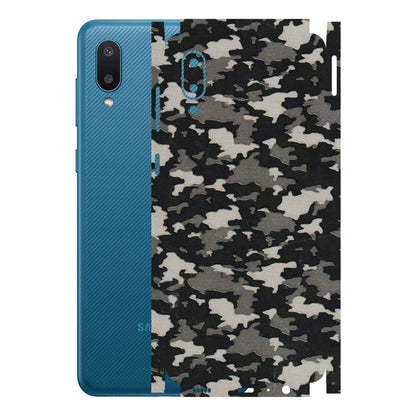 Samsung M/F/Note/Flip and C Phone Skins (All Models) - Black/Grey Camoflaunge - 3D Embossed Finish (L-142) Samsung Galaxy M02