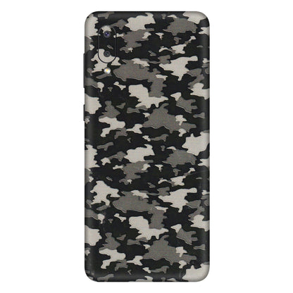 Samsung M/F/Note/Flip and C Phone Skins (All Models) - Black/Grey Camoflaunge - 3D Embossed Finish (L-142) Samsung Galaxy M02