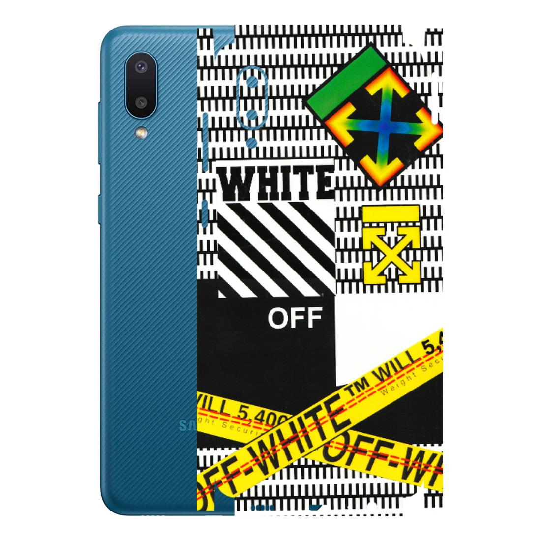 Samsung M/F/Note/Flip and C Phone Skins (All Models) - White Off Abstract - 3D Embossed Finish (L-172) Samsung Galaxy M02