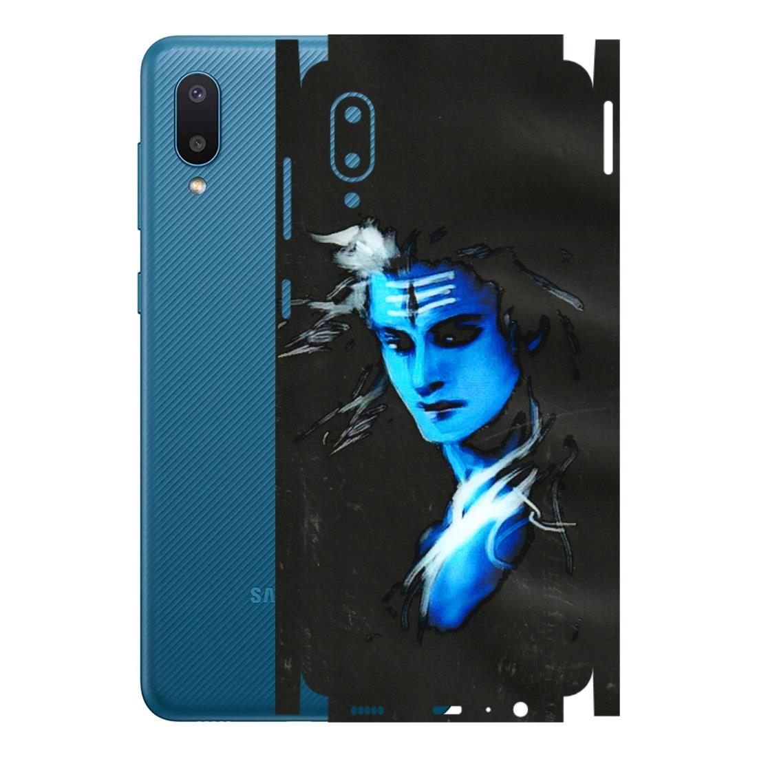 Samsung M/F/Note/Flip and C Phone Skins (All Models) - Har Har Mahadev Blue/Black - 3D Embossed Finish (L-185) Samsung Galaxy M02