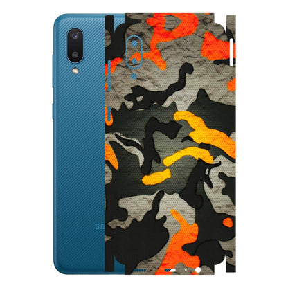 Samsung M/F/Note/Flip and C Phone Skins (All Models) - Orange Camouflage - 3D Embossed Finish (L-204) Samsung Galaxy M02