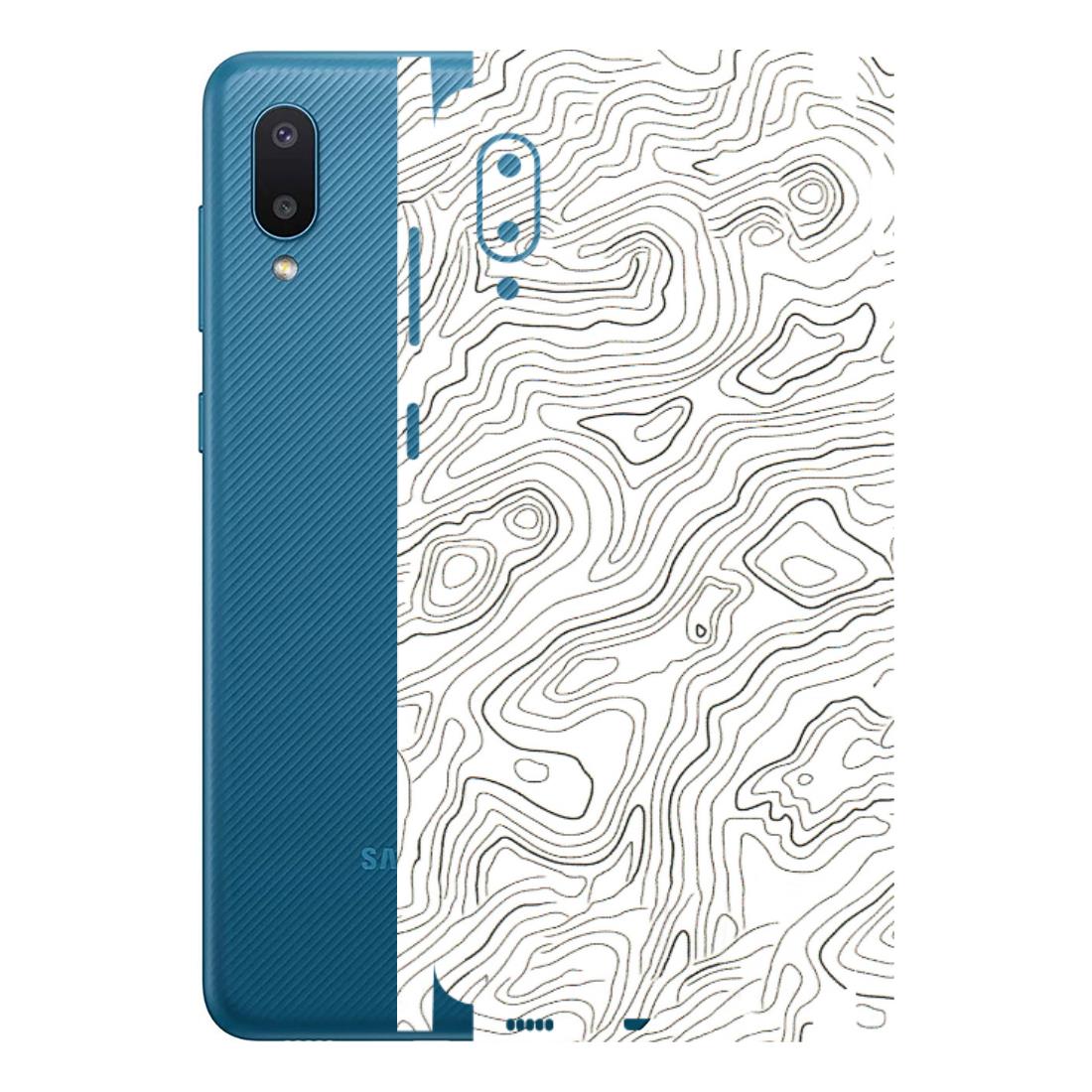 Samsung M/F/Note/Flip and C Phone Skins (All Models) - White Black Swirls - 3D Embossed Finish (L-219) Samsung Galaxy M02