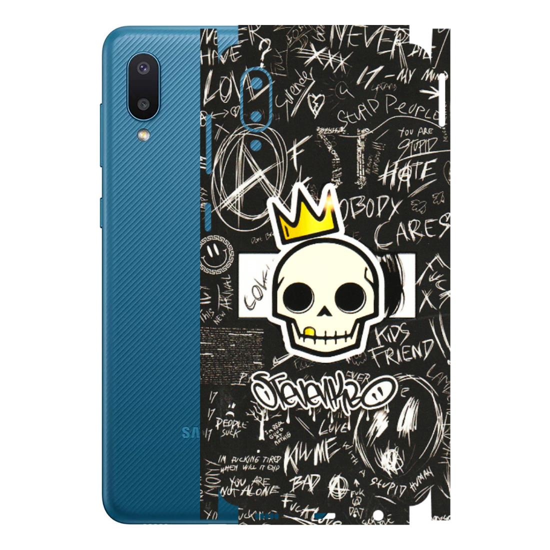 Samsung M/F/Note/Flip and C Phone Skins (All Models) - Funny Skull Black Chalk Grafitti - 3D Embossed Finish (L-22) Samsung Galaxy M02