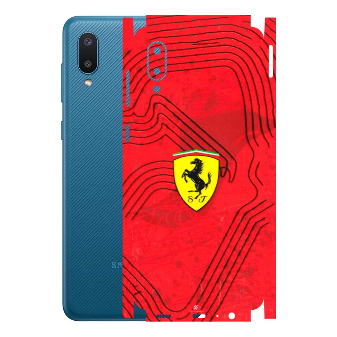 Samsung M/F/Note/Flip and C Phone Skins (All Models) - Red Ferrari Logo Stylish - 3D Embossed Finish (L-238) Samsung Galaxy M02