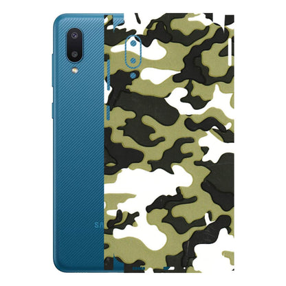 Samsung M/F/Note/Flip and C Phone Skins (All Models) - Camouflages White And Green - 3D Embossed Finish (L-243) Samsung Galaxy M02
