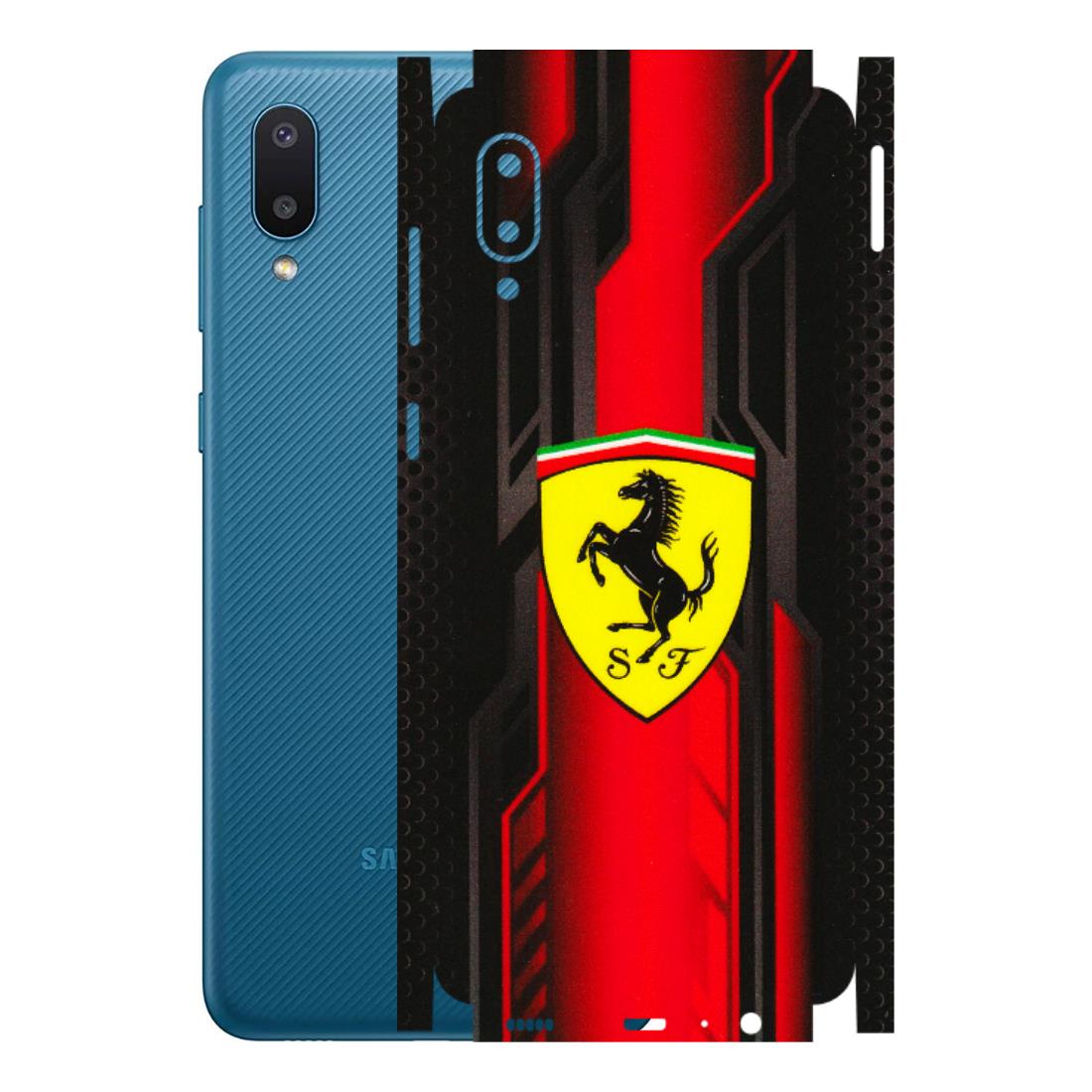 Samsung M/F/Note/Flip and C Phone Skins (All Models) - Black Ferrari Logo - 3D Embossed Finish (L-253) Samsung Galaxy M02