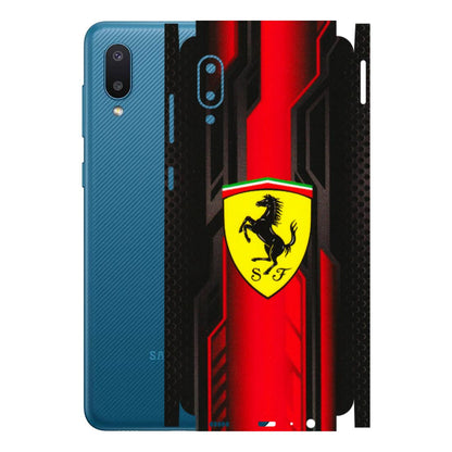 Samsung M/F/Note/Flip and C Phone Skins (All Models) - Black Ferrari Logo - 3D Embossed Finish (L-253) Samsung Galaxy M02
