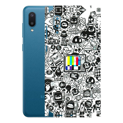 Samsung M/F/Note/Flip and C Phone Skins (All Models) - Doodles Positive Art - 3D Embossed Finish (L-263) Samsung Galaxy M02