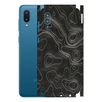 Samsung M/F/Note/Flip and C Phone Skins (All Models) - Abstract White Line Map - 3D Embossed Finish (L-269) Samsung Galaxy M02