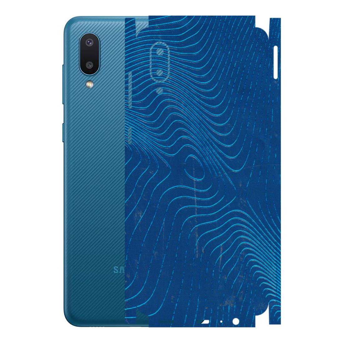 Samsung M/F/Note/Flip and C Phone Skins (All Models) - Abstract Blue Line Map - 3D Embossed Finish (L-272) Samsung Galaxy M02