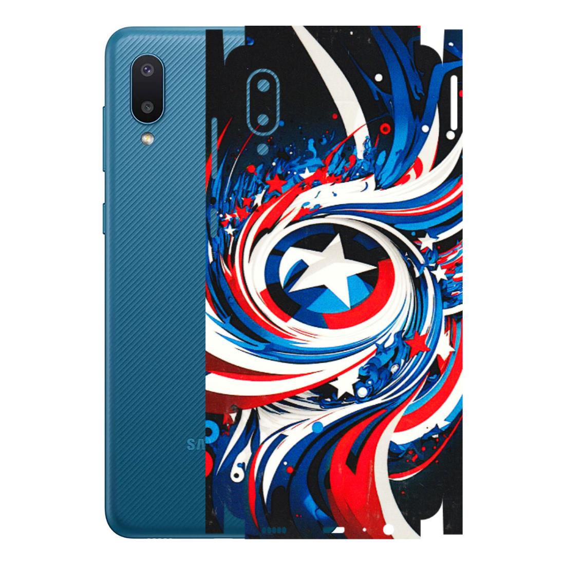 Samsung M/F/Note/Flip and C Phone Skins (All Models) - Captain America Logo - 3D Embossed Finish (L-307) Samsung Galaxy M02