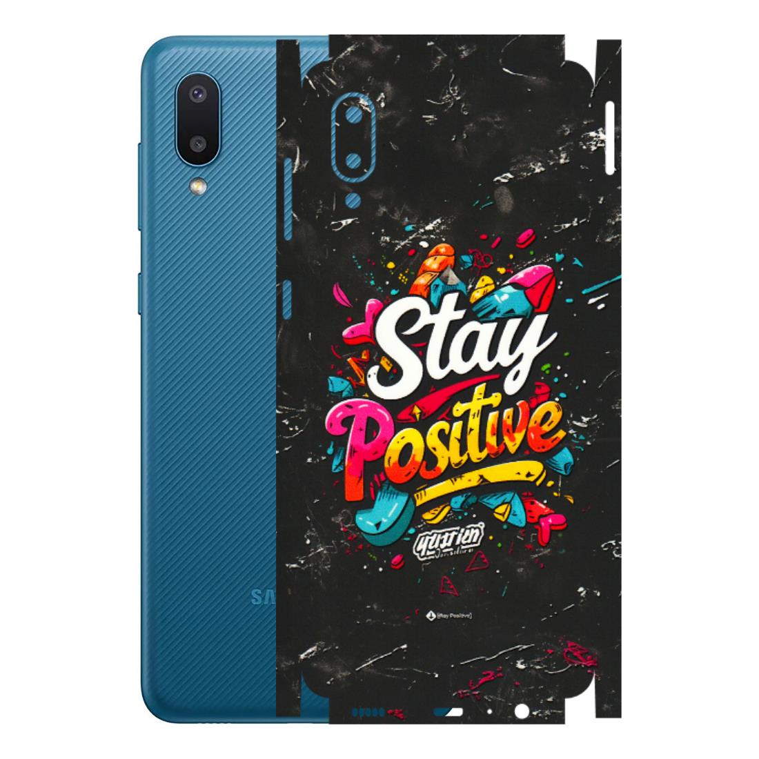 Samsung M/F/Note/Flip and C Phone Skins (All Models) - Stay Positive Black - 3D Embossed Finish (L-31) Samsung Galaxy M02