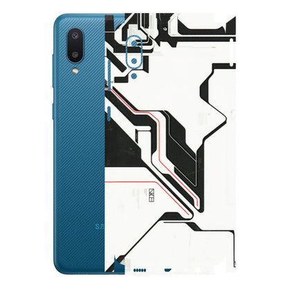 Samsung M/F/Note/Flip and C Phone Skins (All Models) - White Techy Logo - 3D Embossed Finish (L-312) Samsung Galaxy M02