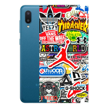 Samsung M/F/Note/Flip and C Phone Skins (All Models) - Multi Brands Sticker Graffiti - 3D Embossed Finish (L-37) Samsung Galaxy M02