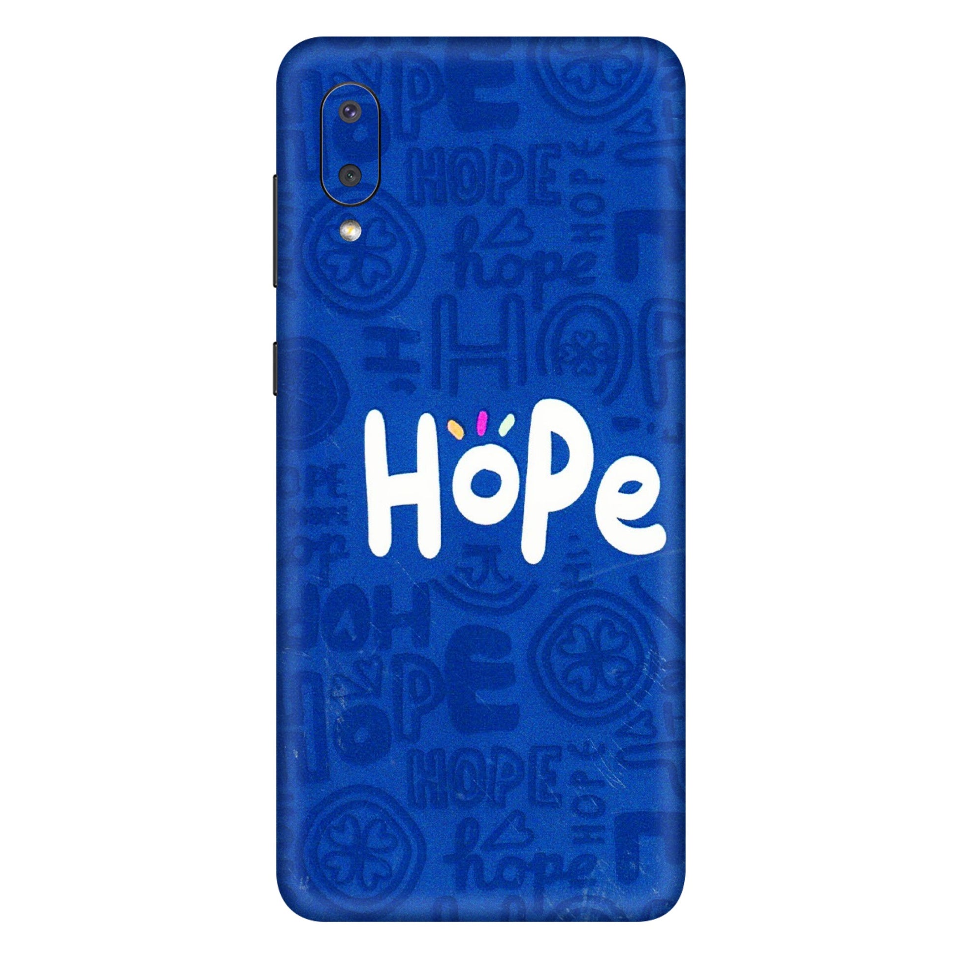 Samsung M/F/Note/Flip and C Phone Skins (All Models) - Hope Doodles Blue - 3D Embossed Finish (L-43) Samsung Galaxy M02