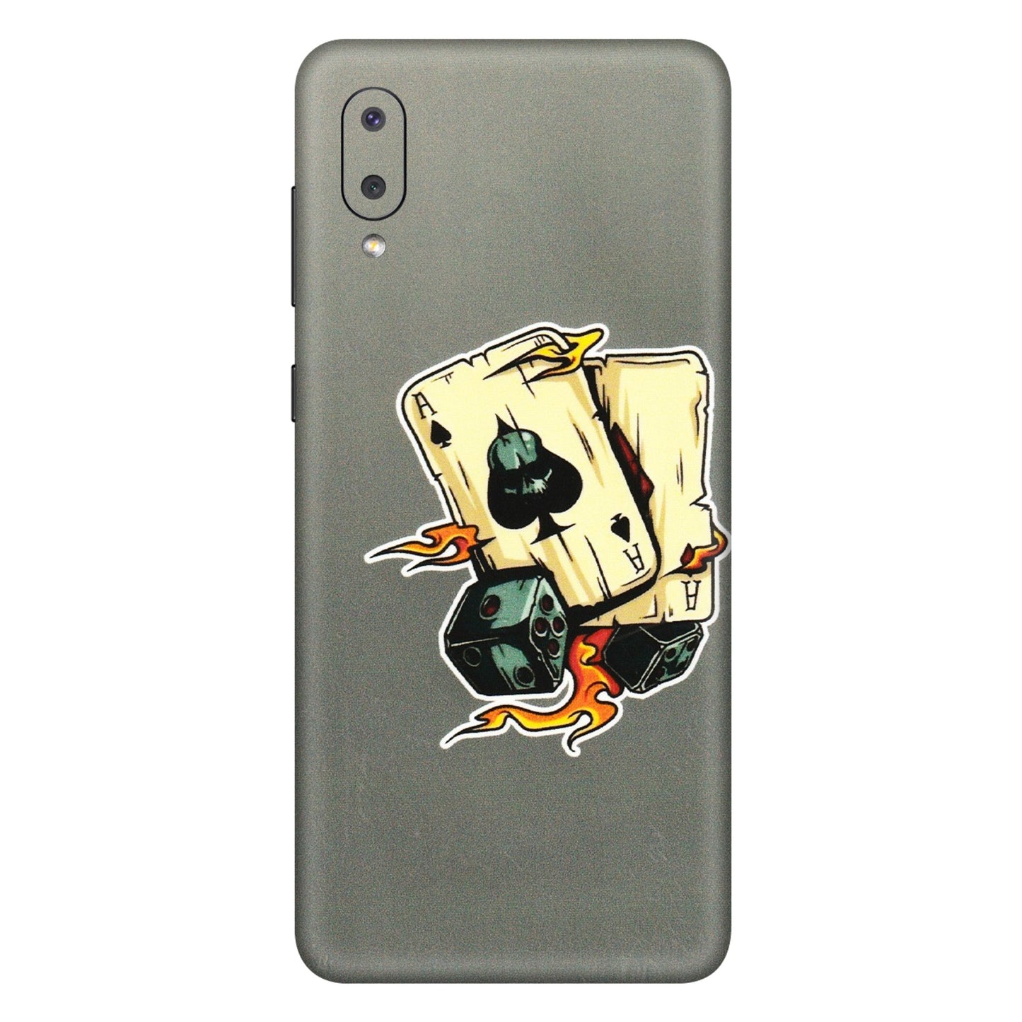 Samsung M/F/Note/Flip and C Phone Skins (All Models) - Grey Cards Of Ace - 3D Embossed Finish (L-77) Samsung Galaxy M02