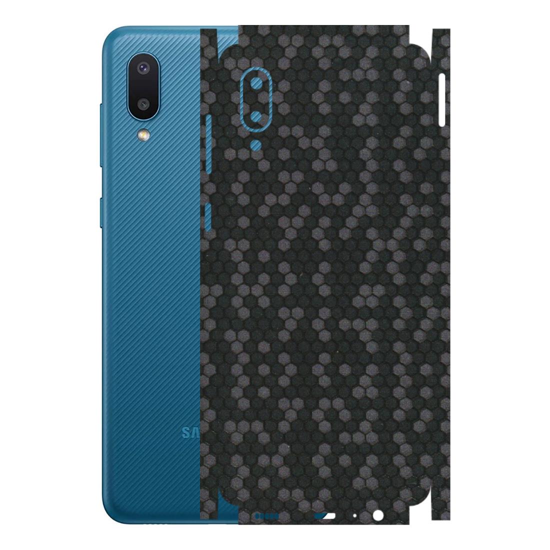 Samsung M/F/Note/Flip and C Phone Skins (All Models) - Black Grey Honeycomb Sober - 3D Embossed Finish (L-85) Samsung Galaxy M02