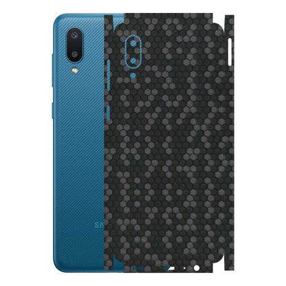 Samsung M/F/Note/Flip and C Phone Skins (All Models) - Black Grey Honeycomb Sober - 3D Embossed Finish (L-85) Samsung Galaxy M02