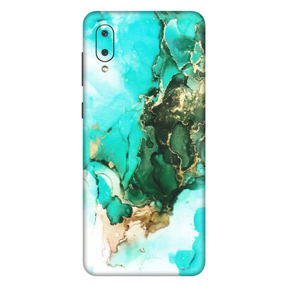 Samsung M/F/Note/Flip and C Phone Skins (All Models) - The Blue Gold Marble - Matte Finish (M-124) Samsung Galaxy M02