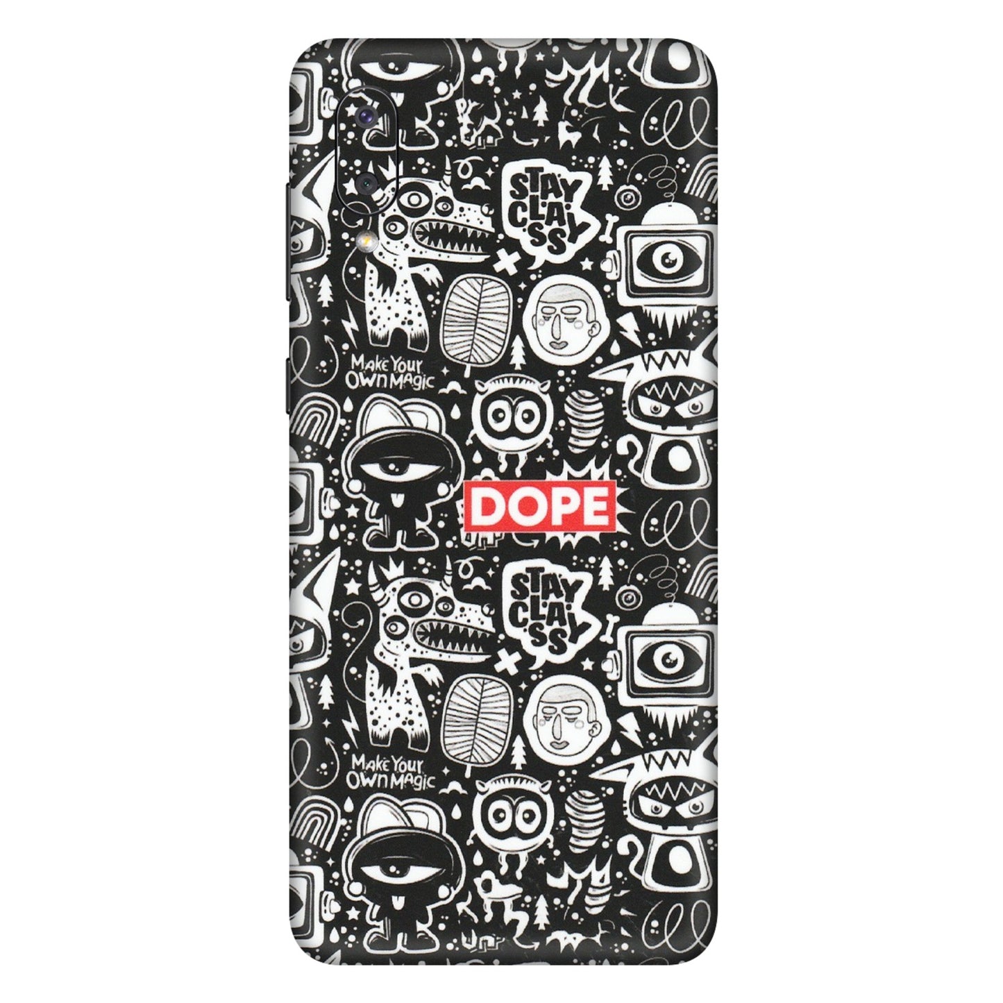 Samsung M/F/Note/Flip and C Phone Skins (All Models) - Dope Stay Classy Black Doodles - Matte Finish (M-126) Samsung Galaxy M02