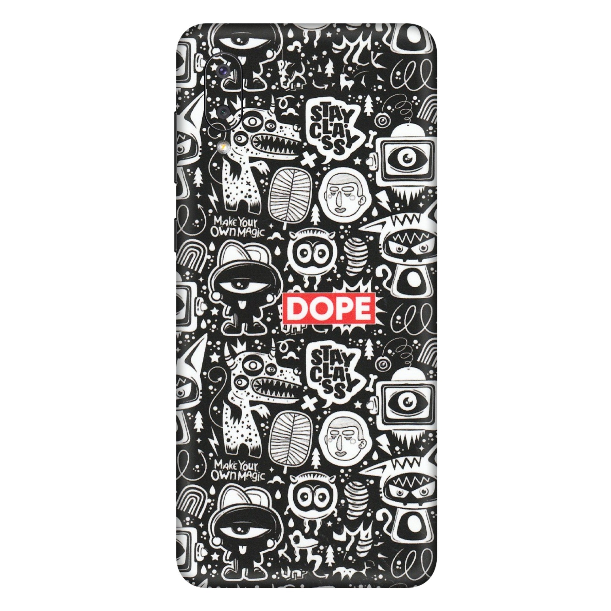 Samsung M/F/Note/Flip and C Phone Skins (All Models) - Dope Stay Classy Black Doodles - Matte Finish (M-126) Samsung Galaxy M02