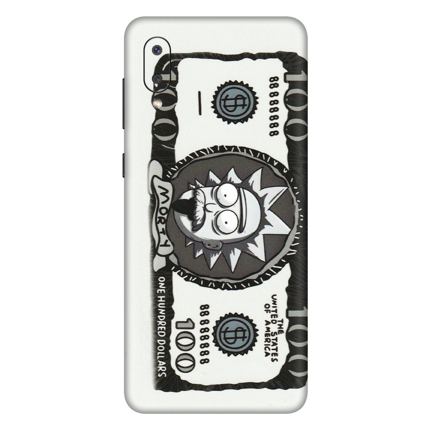 Samsung M/F/Note/Flip and C Phone Skins (All Models) - Rick And Morty Hundred Dollar Anime - Matte Finish (M-161) Samsung Galaxy M02