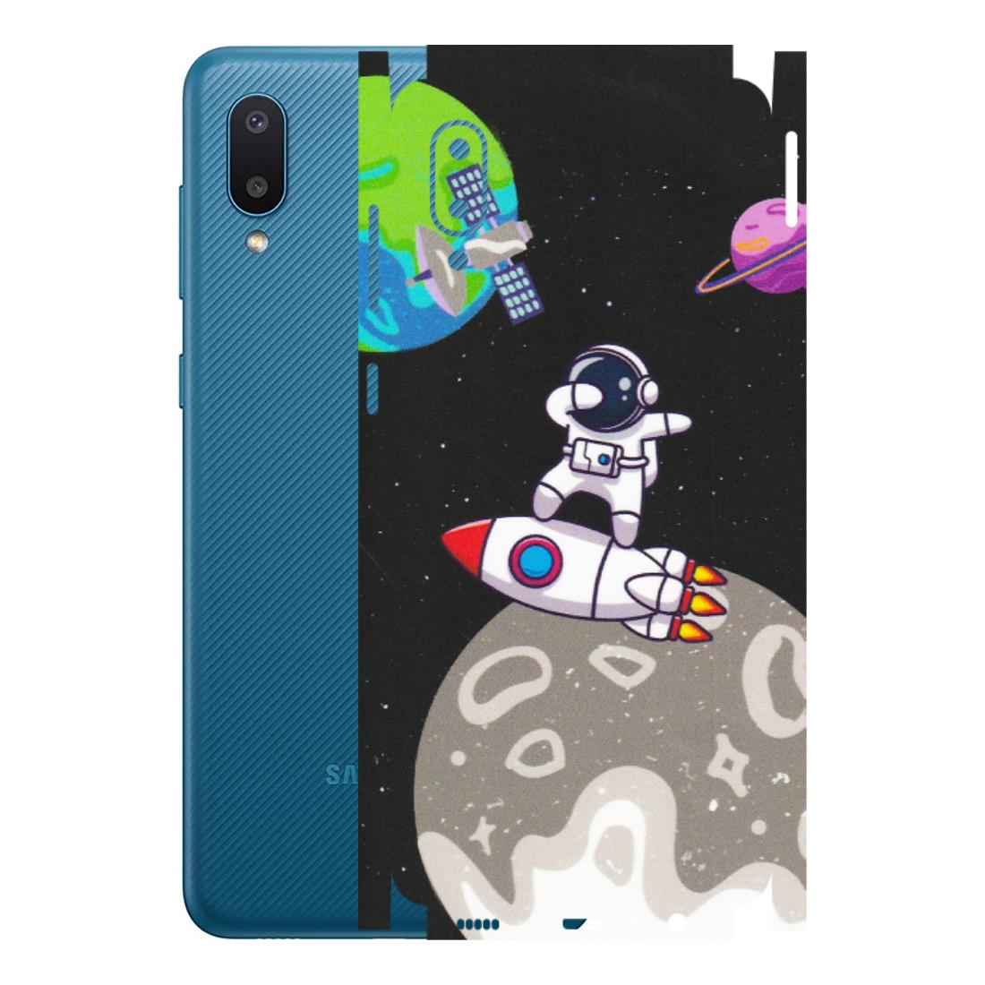 Samsung M/F/Note/Flip and C Phone Skins (All Models) - Astronaut Vibing Toon Running - Matte Finish (M-39) Samsung Galaxy M02